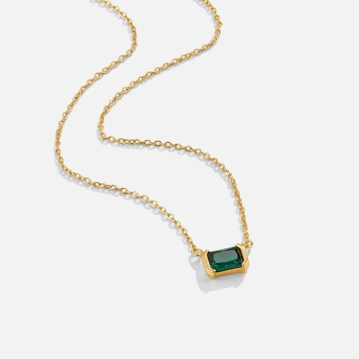 Fleur | Gold-Plated Green Emerald Necklace