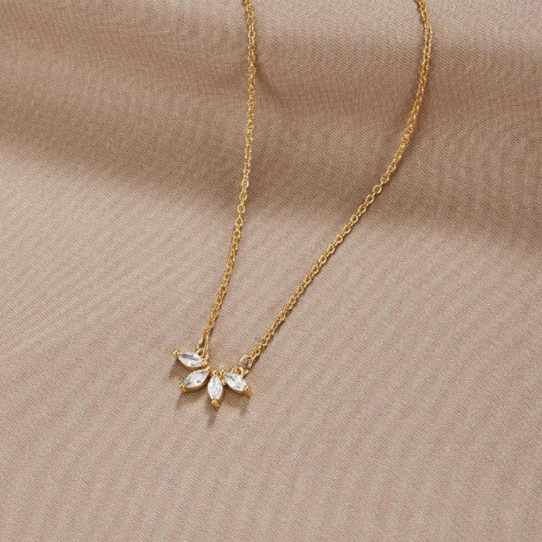 Lucie | Sparkling Crystal Leaf Necklace